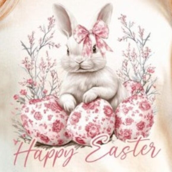Happy Easter Day T-Shirt, Coquette Bow Tee, Coquette Bow Bunny Shirt - Picture 2 of 4